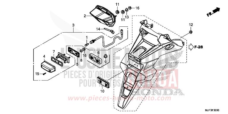FEU ARRIERE/FEU D'IMMATRICULATION de Africa Twin VICTORY RED (R334B) 2016